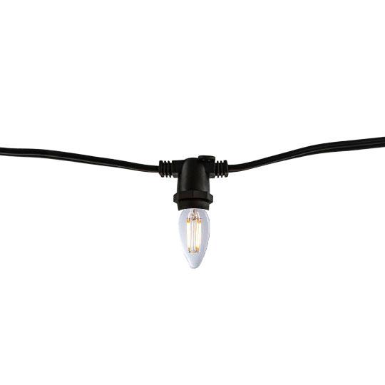BULBRITE FIXTURES 14' STRING LIGHT KIT IN BLACK WITH (10pcs) LED B11 CANDELABRA SCREW (E12) 2W CLEAR LIGHT BULB 25W INCANDESCENT EQUIVALENT 1PK (810056)