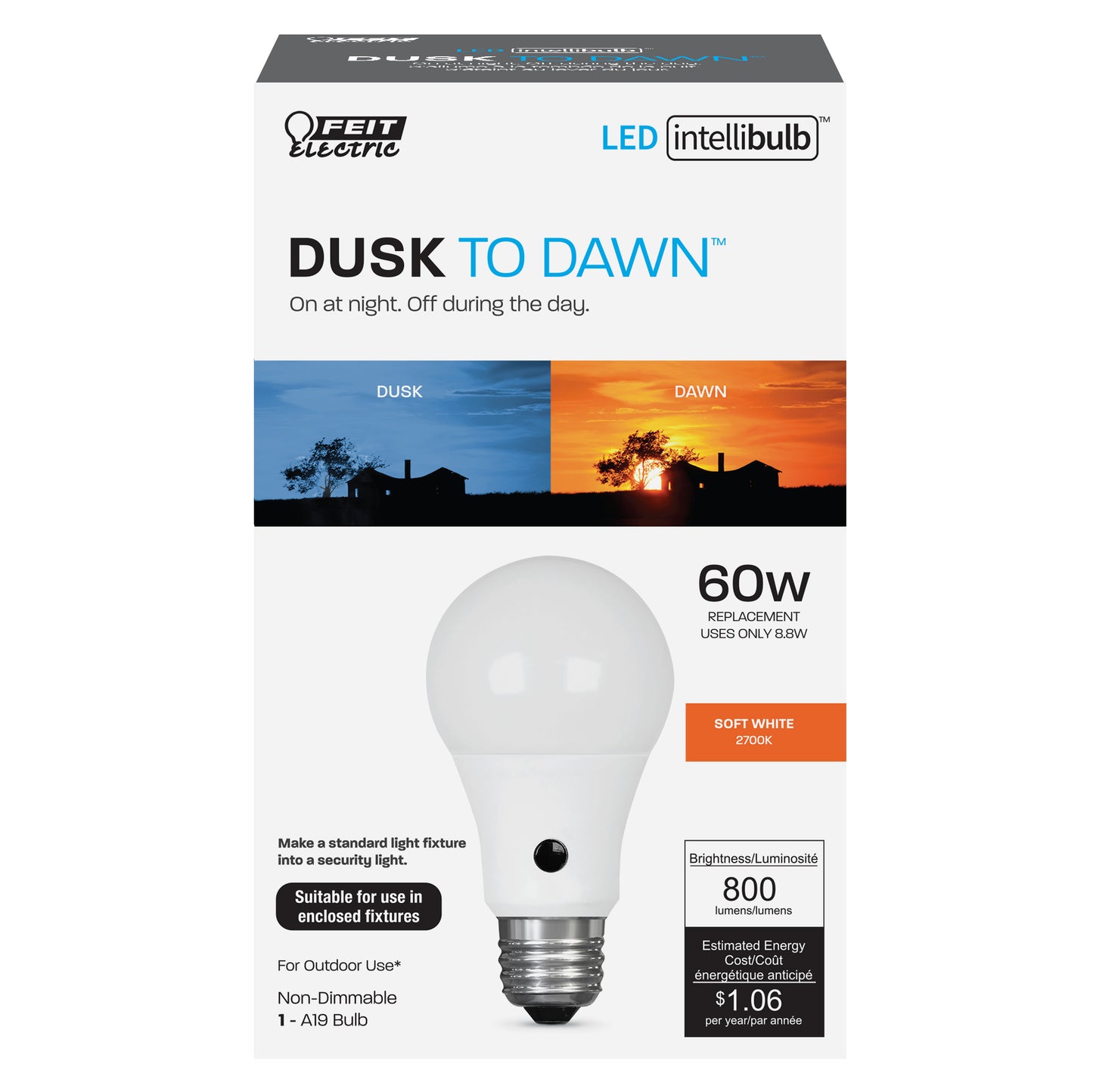 60-Watt Equivalent A19 Soft White Dusk-to-Dawn LED