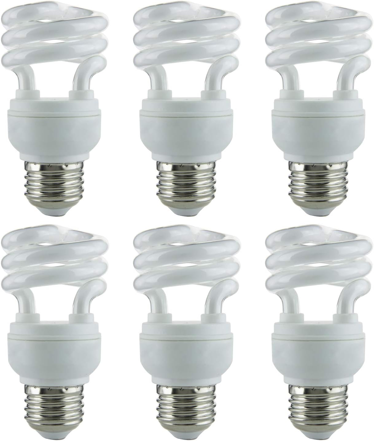 Sunlite SMS9/41K 9 Watt T2 Spiral Lamp Medium (E26) Base Cool White (6 Pack)