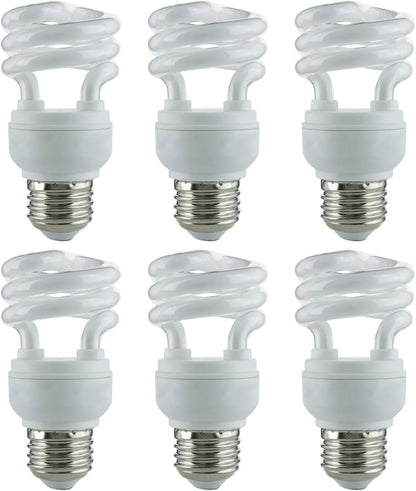 Sunlite SMS9/41K 9 Watt T2 Spiral Lamp Medium (E26) Base Cool White (6 Pack)