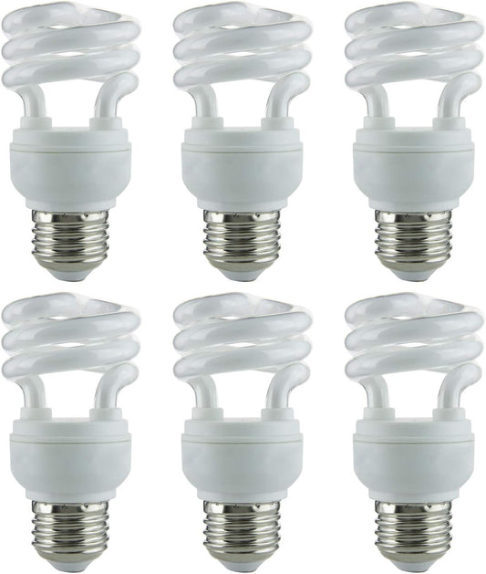 Sunlite SMS9/41K 9 Watt T2 Spiral Lamp Medium (E26) Base Cool White (6 Pack)