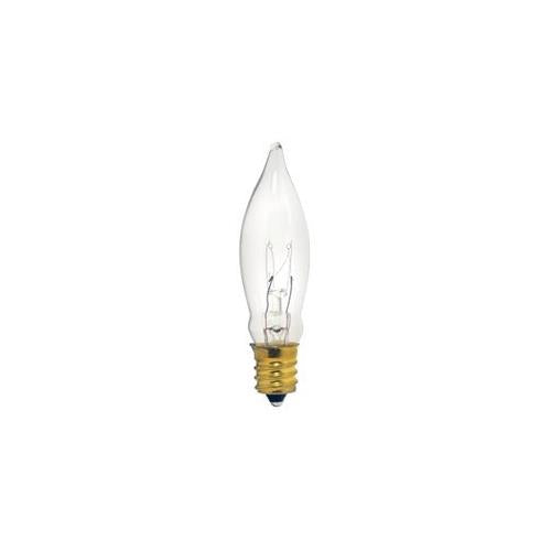 Bulbrite 7.5CFC/15/3 7.5 Watt Incandescent CA5 Flame Tip Chandelier Bulb, Candelabra Base, Clear