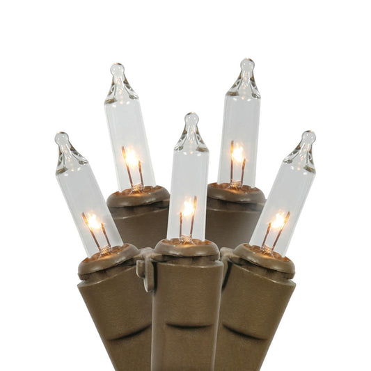 Vickerman 50 Clear Mini-Light on Brown Wire, 23' Christmas Light Strand- 2 Pack