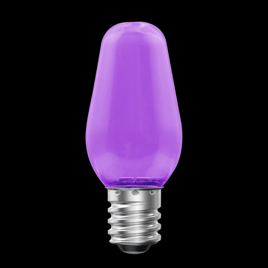 Luxrite LED C7 Small Light Bulb, E12 Candelabra Base, 0.5W, Purple Finish, Pack of 12 (LR21751)