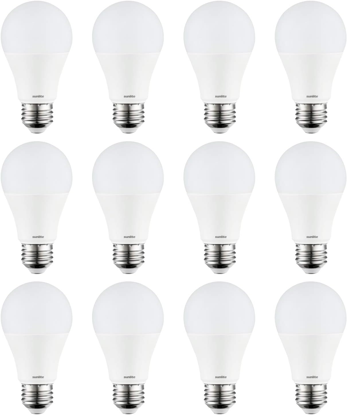 Sunlite 80862-SU LED A19 Light Bulb, Non-Dimmable 11 Watt (75W Equivalent), 1100 Lumens, Medium (E26) Base, UL Listed, 40K - Cool White Pack of 12