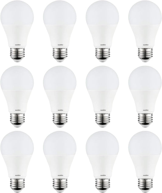 Sunlite 80862-SU LED A19 Light Bulb, Non-Dimmable 11 Watt (75W Equivalent), 1100 Lumens, Medium (E26) Base, UL Listed, 40K - Cool White Pack of 12