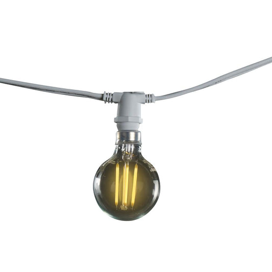 BULBRITE FIXTURES G16 CANDELABRA SCREW (E12) 4W DIMMABLE STRING LIGHT - WHITE - BULBS INCLUDED: 4W G16 LED (15 PCS) LIGHT BULB 2700K/WARM WHITE LIGHT 40W EQUIVALENT 1PK (810050)