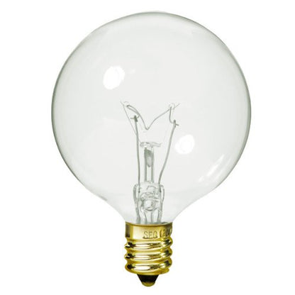 Bulbrite 15G16CL2 15 Watt Incandescent G16.5 Globe, Candelabra Base, Clear