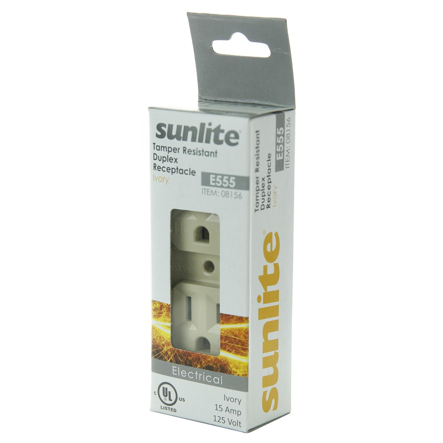 Sunlite E555/IV 15A Tamper Resistant Deplex Receptacle, Ivory