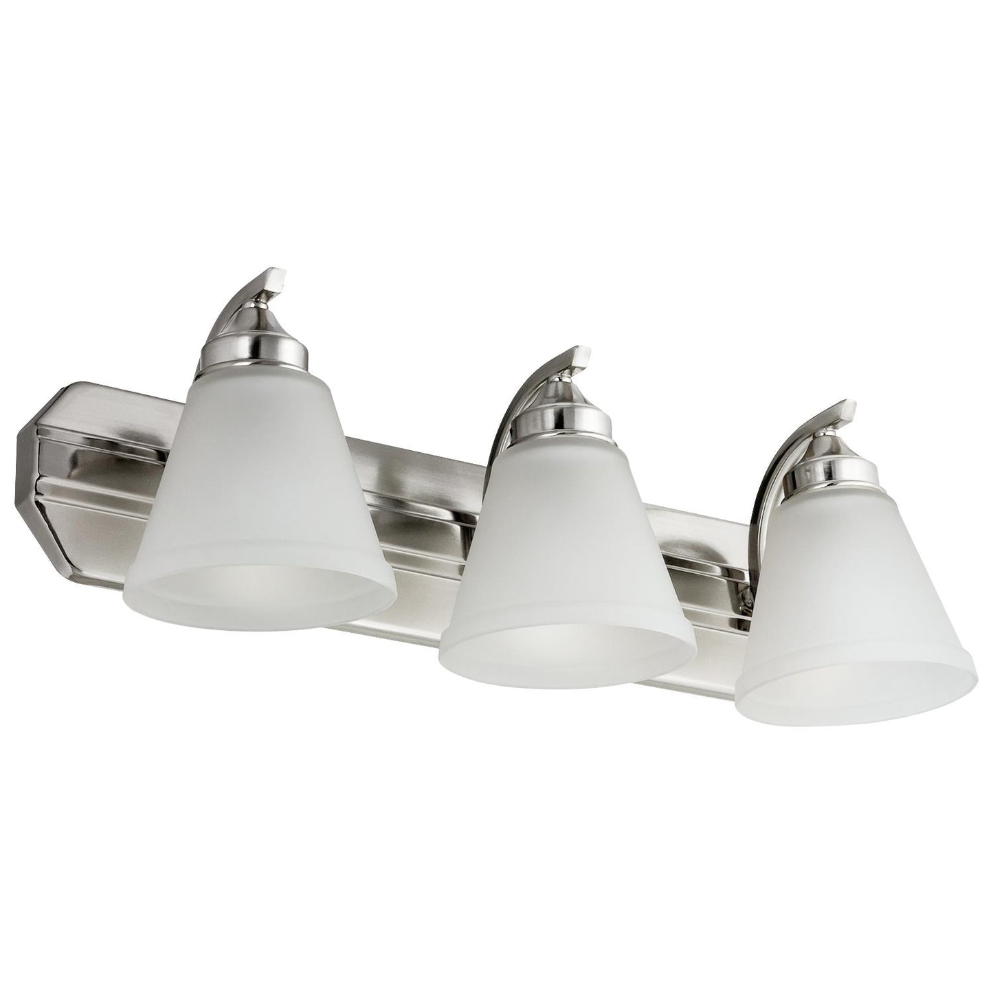 Sunlite 45057-SU Vanity Fixture Three Light 24 Inch, Bell Shaped Frosted Glass, Brushed Nickel Finish