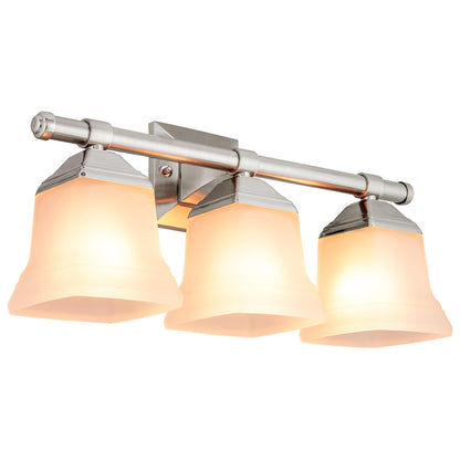 Sunlite 46063-SU Vanity Fixture Three Light 20 Inch, Bell Shaped Frosted Glass, Brushed Nickel Finish