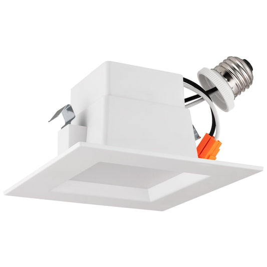 Sunlite LED Retrofit 4-Inch Square Recessed Downlight, Wet Location, Medium Base (E26), 10 Watt, 3000K Warm White