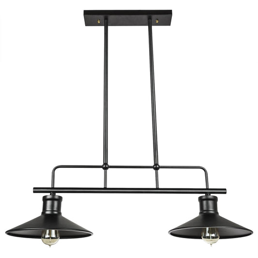 Sunlite Double Shade Pendant Vintage Antique Style Fixture, Matte Black Finish