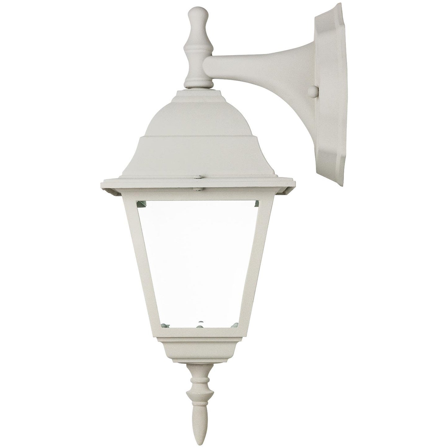 Sunlite Down-Facing Post Style Outdoor Fixture, White Powder Finish, Clear Beveled Glass