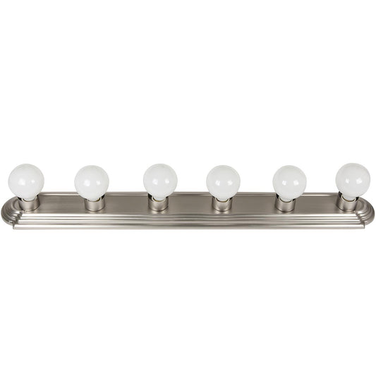 Sunlite 6 Lamp Vanity Globe Style Fixture, Brushed Nickel Finish