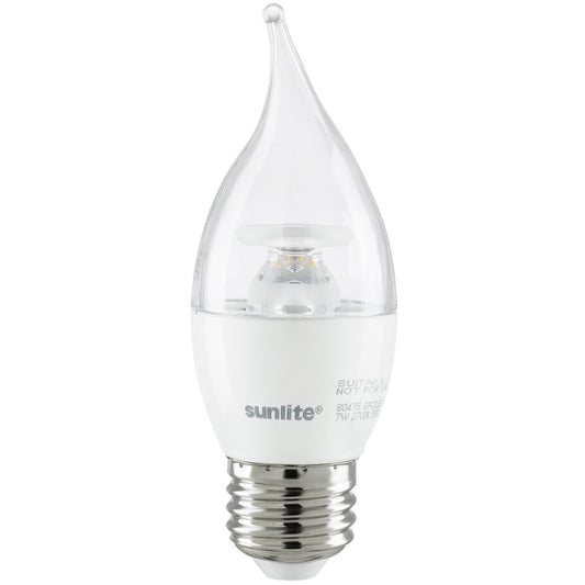 Sunlite LED Flame Tip Chandelier 7W (60W Equivalent) Light Bulb Medium (E26) Base, Warm White