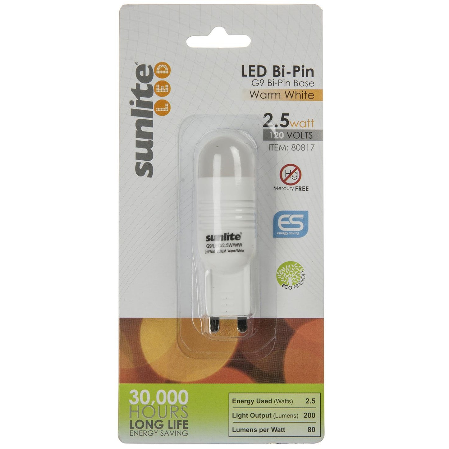 Sunlite LED Single Ended G9 Bi-Pin 2.5W (25WW Equivalent) Light Bulb Bi-Pin (G9) Base, Warm White