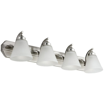 Sunlite 45058-SU Vanity Fixture Four Light 30 Inch, Bell Shaped Frosted Glass , Brushed Nickel Finish
