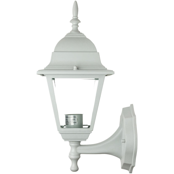 Sunlite Up-Facing Post Style Outdoor Fixture, White Powder Finish, Clear Beveled Glass