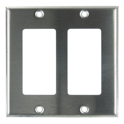 Sunlite E302/S 2 Gang Decorative Switch and Receptacle Plate, Steel