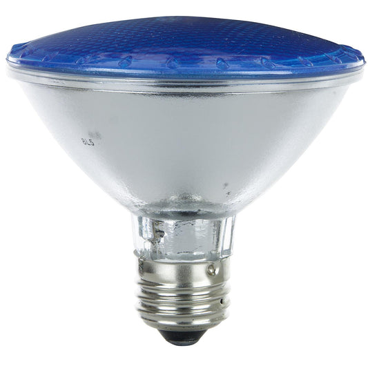 Sunlite 75 Watt, 30° Narrow Flood, Colored PAR30 Reflector, Medium Base, Blue, Halogen