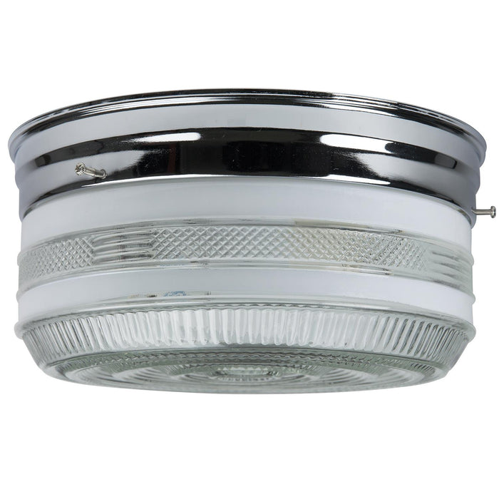 Sunlite 10" Drum Ceiling Fixture, Chrome Finish, Semi-Frosted Glass