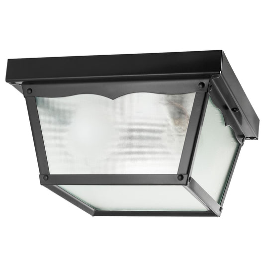 Sunlite Ceiling Mount Porch Light Outdoor Fixture, Black Powder Finish, Frosted Glass