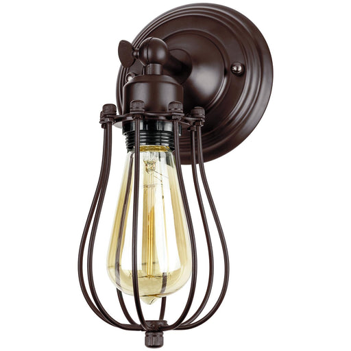 Sunlite Cage Wall Sconce Vintage Antique Style Fixture, Matte Brown Finish