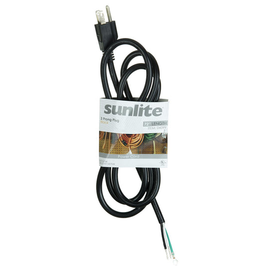 Sunlite EX6/WIRE 3 Pronged 72" Black Power Cord