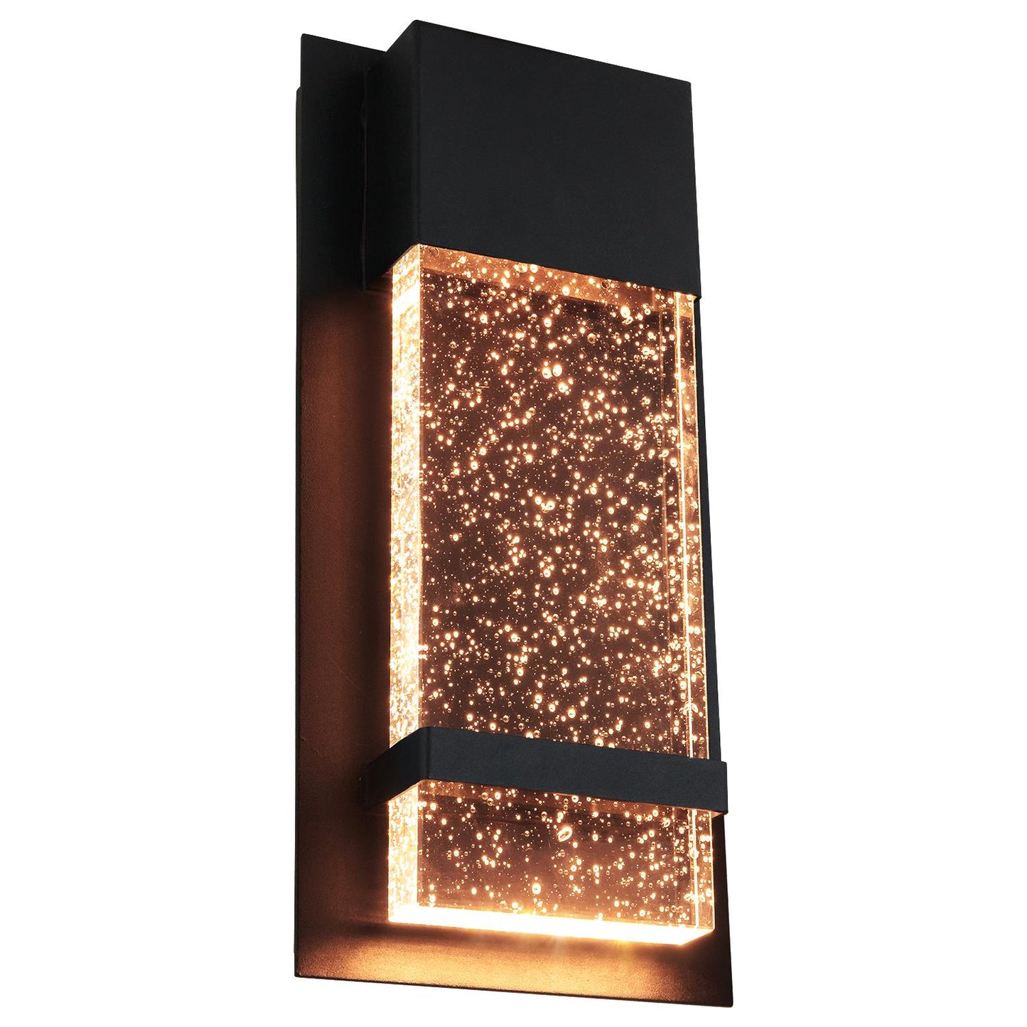 Sunlite LED Wall Sconce, Black Metal Frame with Raindrop Effect Glass Panel,  6.5" Wide, 5000K Super White, Indoor & Outdoor, ADA Compliant