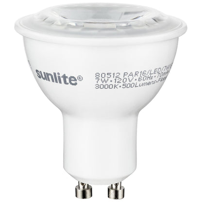 Sunlite LED PAR16 Bulb, Dimmable, 7 Watts (75 W Equivalent), GU10 Base, 3000K Warm White, Energy Star Compatible