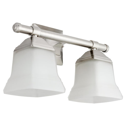 Sunlite 46062-SU Vanity Fixture Two Light 14 Inch , Bell Shaped Frosted Glass, Brushed Nickel Finish
