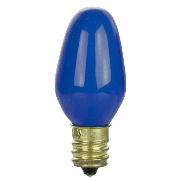4 Pack Sunlite 7C7/B/CD4 7 Watt C7 Lamp Candelabra (E12) Base Blue