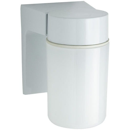 Sunlite Wall Mount Jar Style Outdoor Fixture, White Finish, White Glass