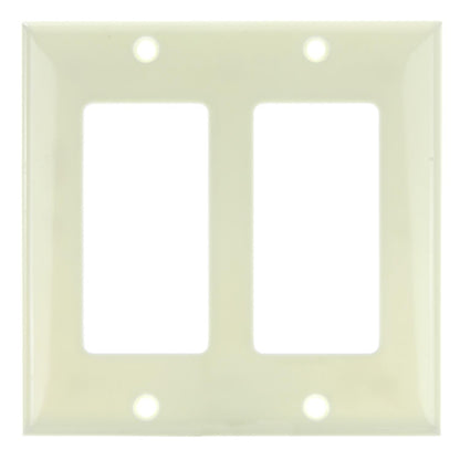 Sunlite E302/A 2 Gang Decorative Switch and Receptacle Plate, Almond
