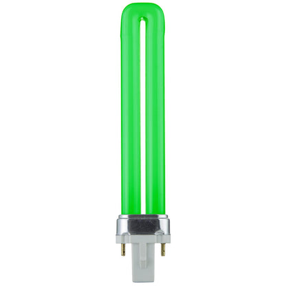 Sunlite 9 Watt PL 2-Pin Single U-Shaped Twin Tube, G23 Base, Green