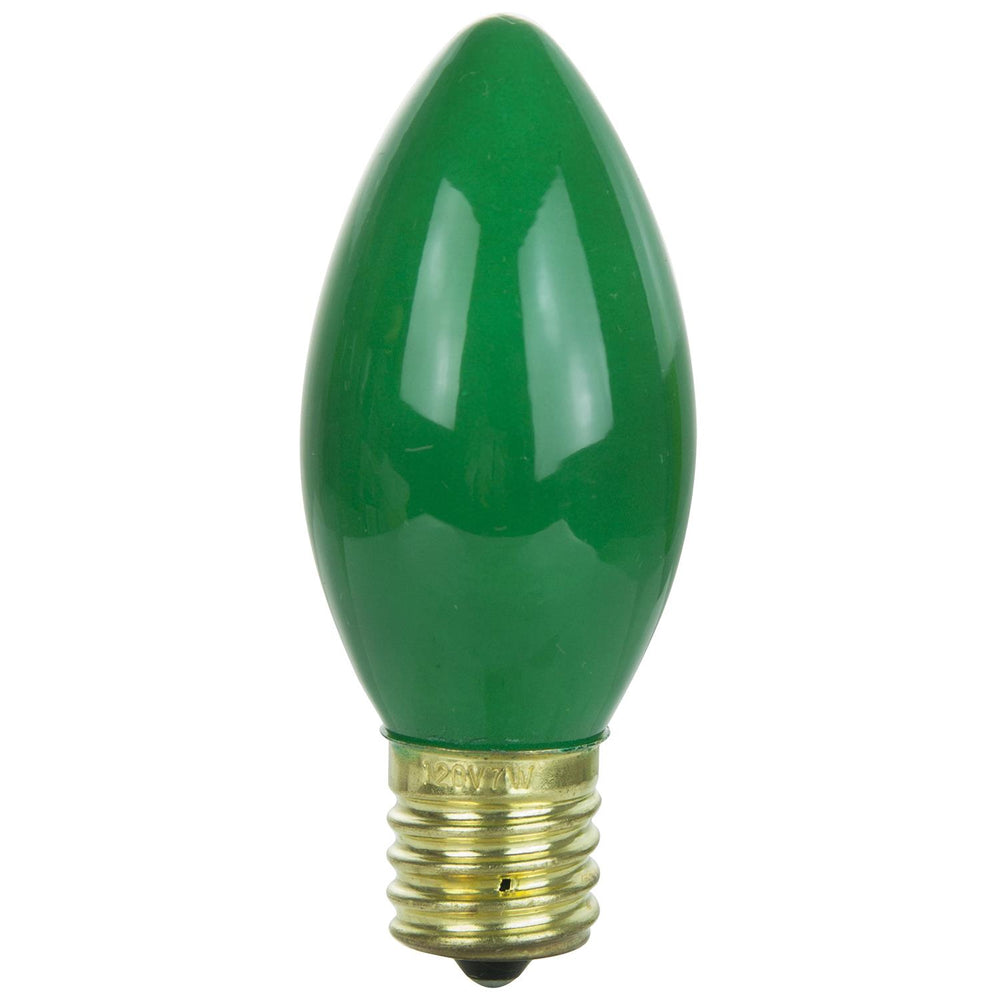 25 Pack Sunlite 7 Watt C9 Colored Night Light, Intermediate Base, Ceramic Green