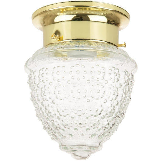 Sunlite Pineapple Style Ceiling Fixture, Polished Brass  Finish, Clear Textured Glass