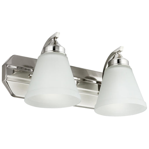 Sunlite 45056-SU Vanity Fixture Two Light 17 Inch, Bell Shaped Frosted Glass , Brushed Nickel Finish