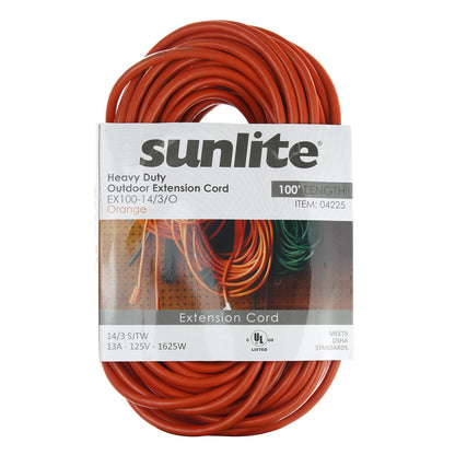 Sunlite EX100-14/3 Heavy Duty 100 Foot Orange Outdoor Extension Cord