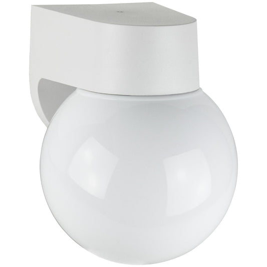 Sunlite Energy Saving Globe Style Outdoor Outdoor Fixture, White Finish, White Lens