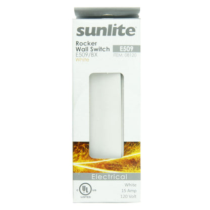 Sunlite E509 On/Off Grounded Rocker Switch, White