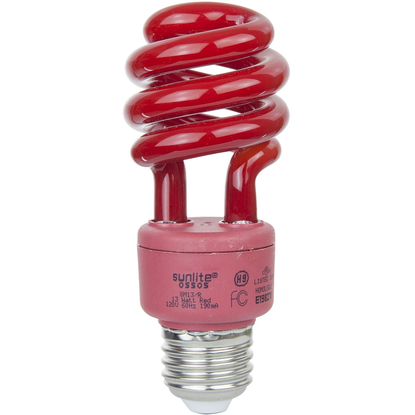 Sunlite 13 Watt Colored Mini Spiral, Medium Base, Red