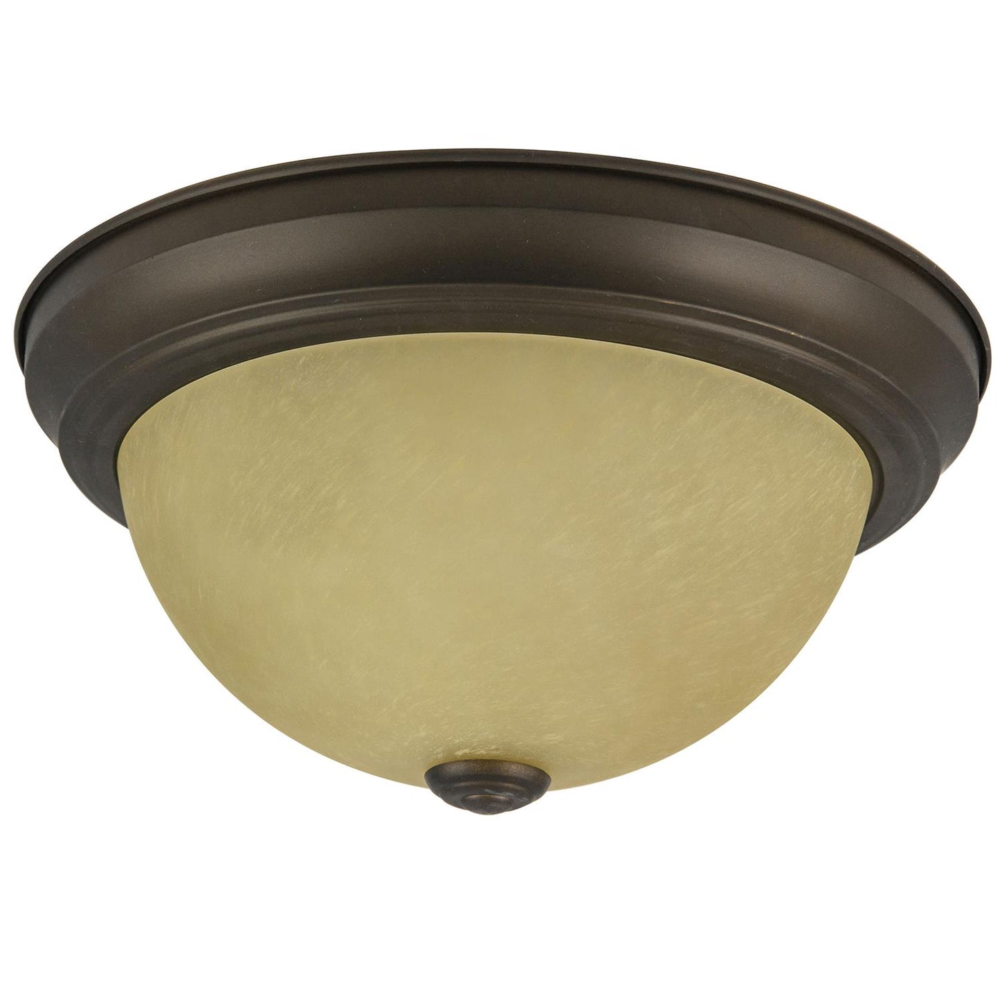 Sunlite 11" Decorative Dome Ceiling Fixture, Distressed Brown Finish, Tea Stained Glass