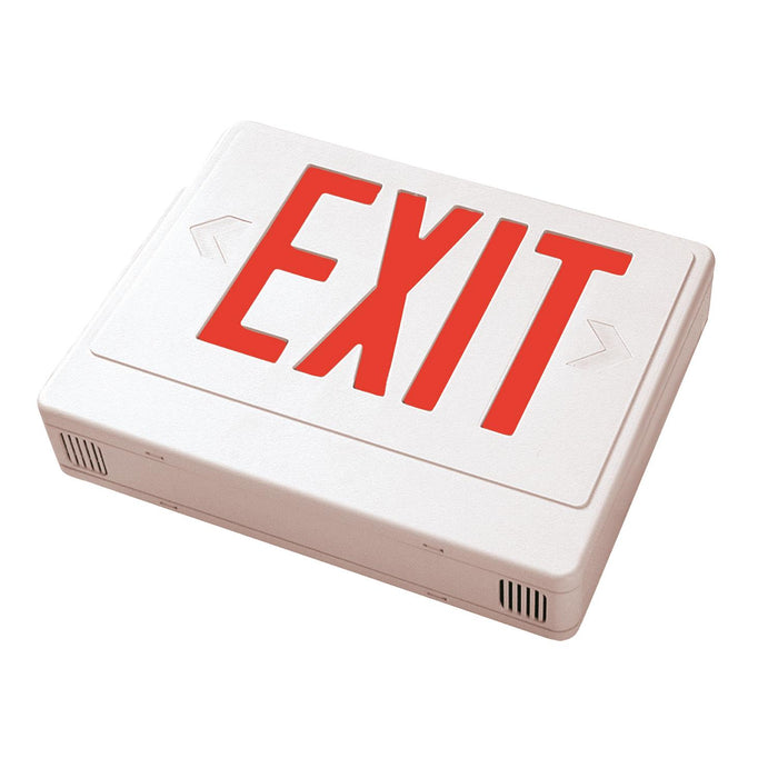 Sunlite Surface Mount Exit Light, White Plastic Housing, Single Faced White Plate, Red Letters
