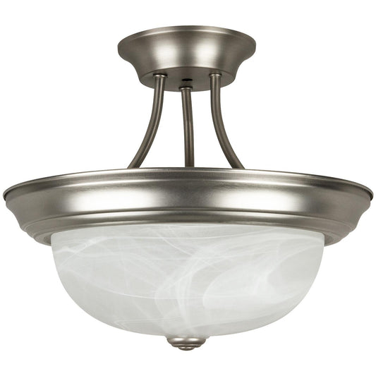 Sunlite Decorative Pendant Ceiling Fixture, Satin Nickel Finish, Alabaster Glass