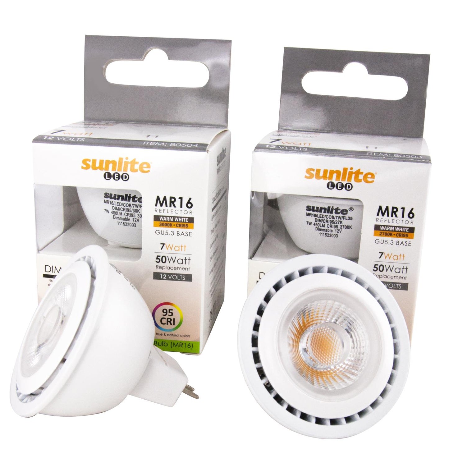 Sunlite LED MR16 Mini Reflector 7W (50W Equivalent) Light Bulb (GU5.3) Base, Warm White