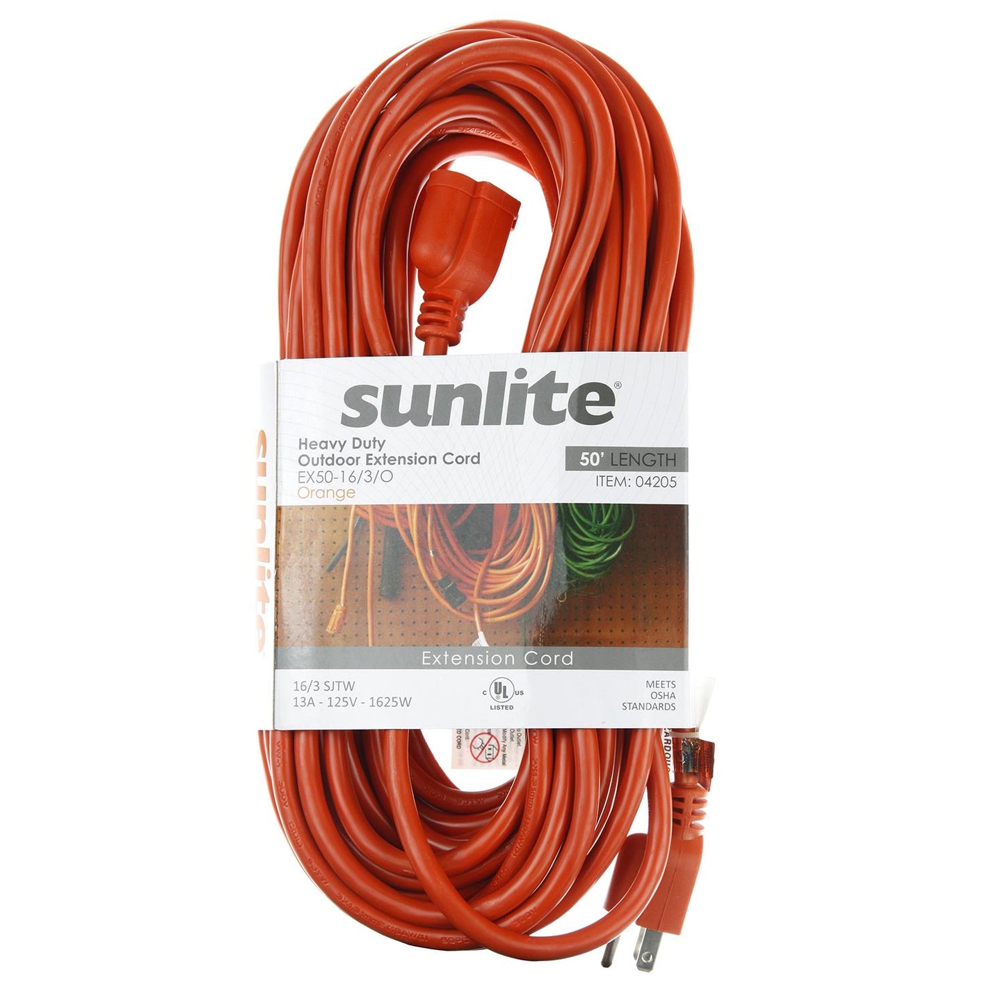 Sunlite EX50-16/3 Heavy Duty 50 Foot Orange Outdoor Extension Cord