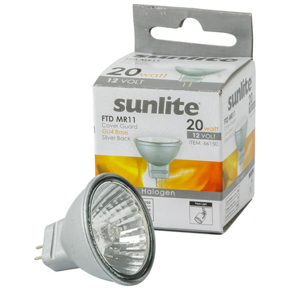 Sunlite 20 Watt, 30° Narrow Flood, Silver Back MR11 Mini Reflector with Cover Guard, GU4 Base