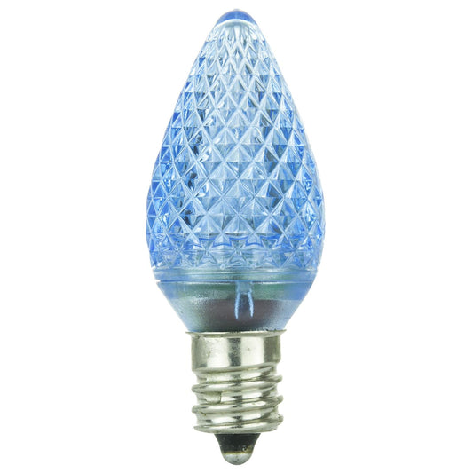 Sunlite 80700 LED C7 Holiday Decorative Light Bulb, 0.4 Watts, E12 Candelabra Base, Faceted Christmas-Lights; Nightlight, Blue